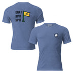 19th Hole Tee with Ain’t Done Yet golf logo on chest and Grip It Rip It Sip It flag graphic on back
