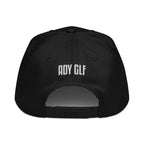 Structured five panel golf hat featuring I SWING front embroidery, ADY GLF back detail, and stickman golfer side embroidery
