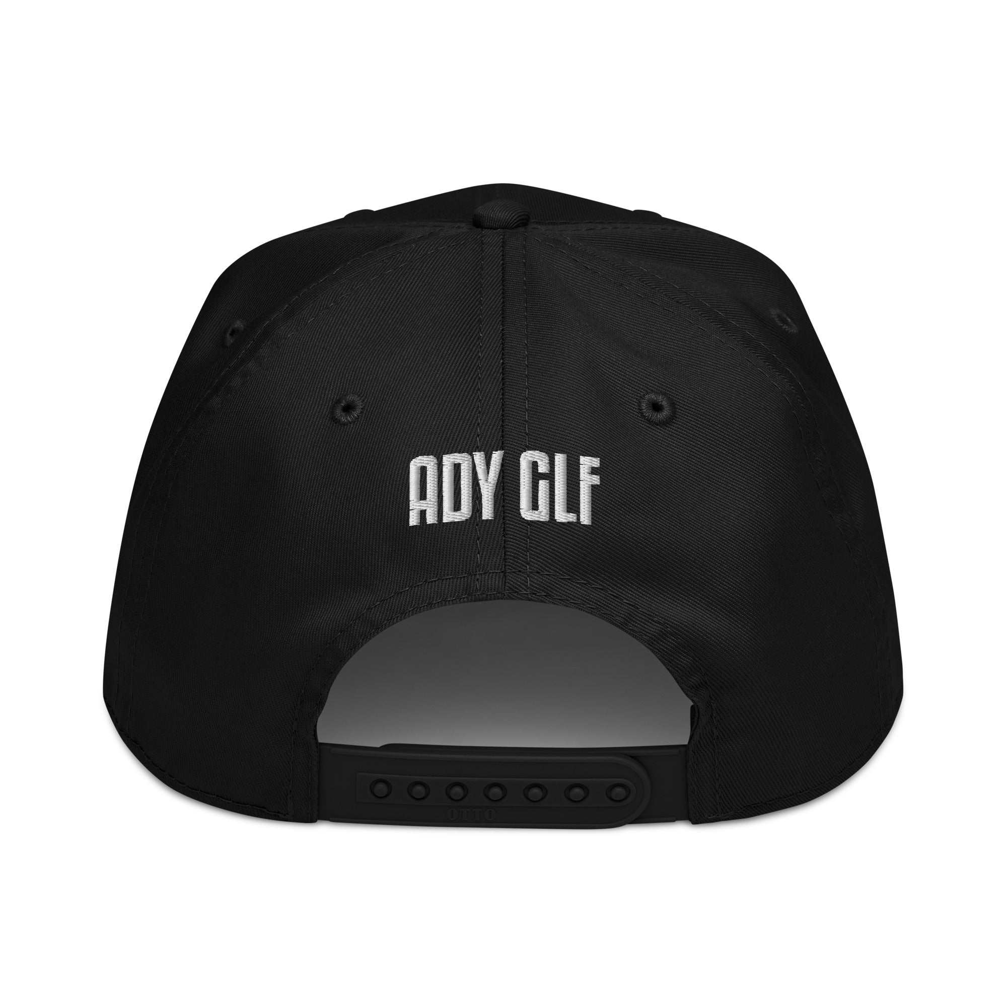 Structured five panel golf hat featuring I SWING front embroidery, ADY GLF back detail, and stickman golfer side embroidery
