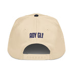 Structured five panel golf hat featuring I SWING front embroidery, ADY GLF back detail, and stickman golfer side embroidery
