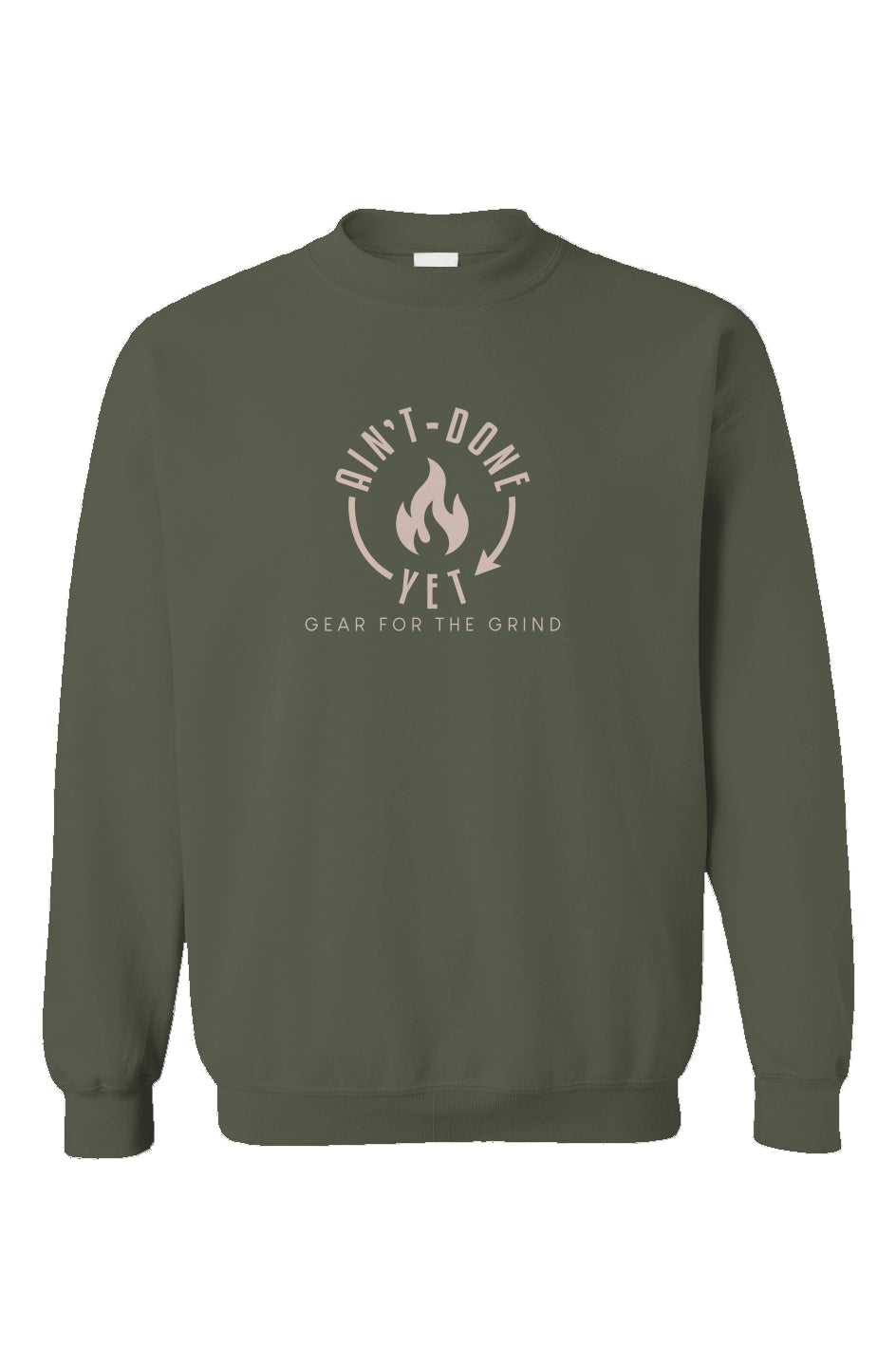 Heavy Hitter Crewneck front view in Military Green