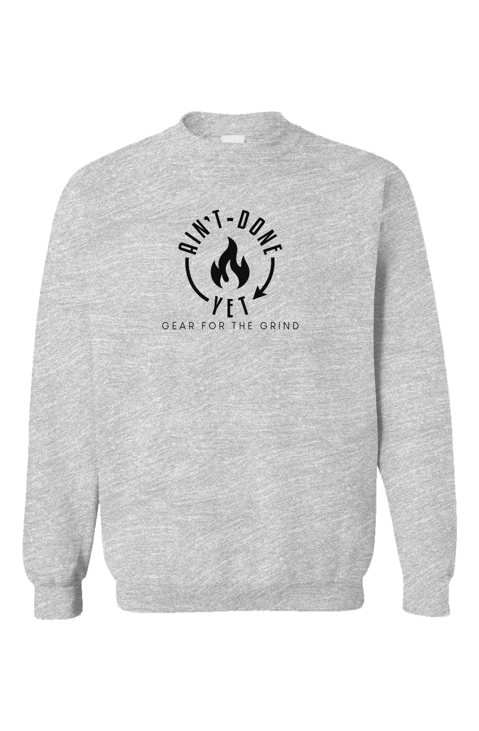 Heavy Hitter Crewneck front view in Light Heather Grey