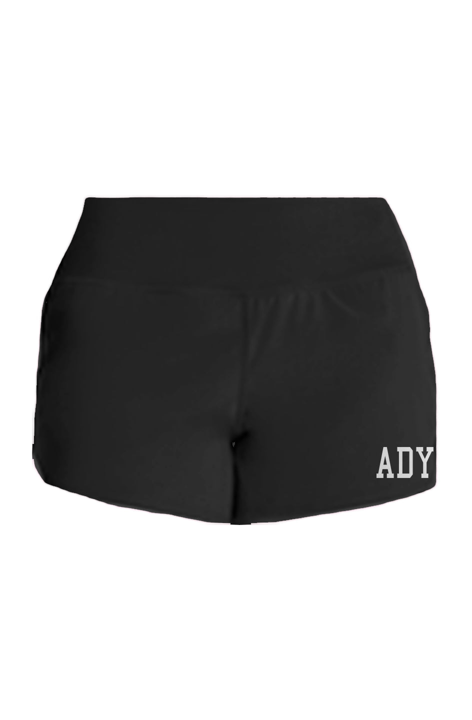 Black Ladies Flex Shorts with 3.5 inch inseam and lightweight stretch fabric for gym training
