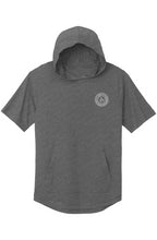 Grey Heather Locked In Hoodie short sleeve performance hoodie with athletic fit and front pouch pocket
