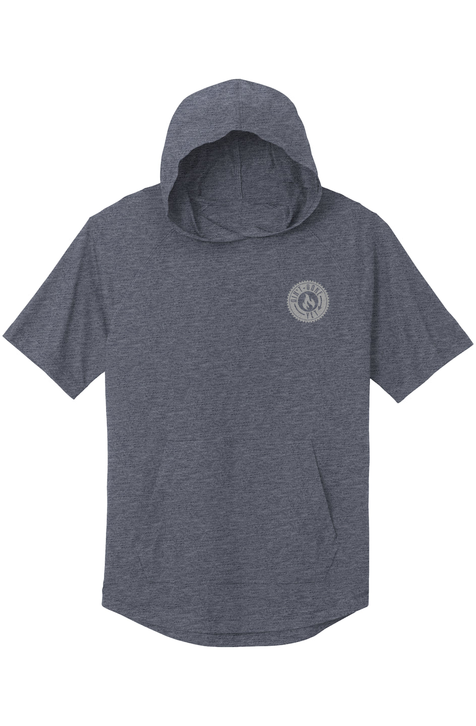 Navy Heather Locked In Hoodie short sleeve performance hoodie with athletic fit and front pouch pocket
