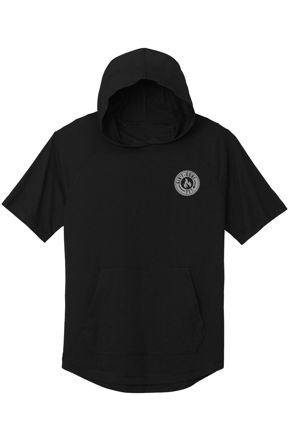 Black Locked In Hoodie short sleeve performance hoodie with athletic fit and front pouch pocket
