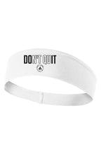 White performance headband featuring the DOn’t quIT design