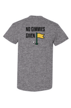 No Gimmies Given Tee featuring bold golf-inspired statement design with classic fit and moisture-wicking cotton-poly fabric.
