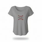 Womens gray dolman tee featuring Pitch, Please baseball novelty design with stitched graphic
