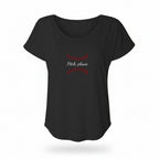 Womens gray dolman tee featuring Pitch, Please baseball novelty design with stitched graphic
