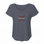 Womens gray dolman tee featuring Pitch, Please baseball novelty design with stitched graphic
