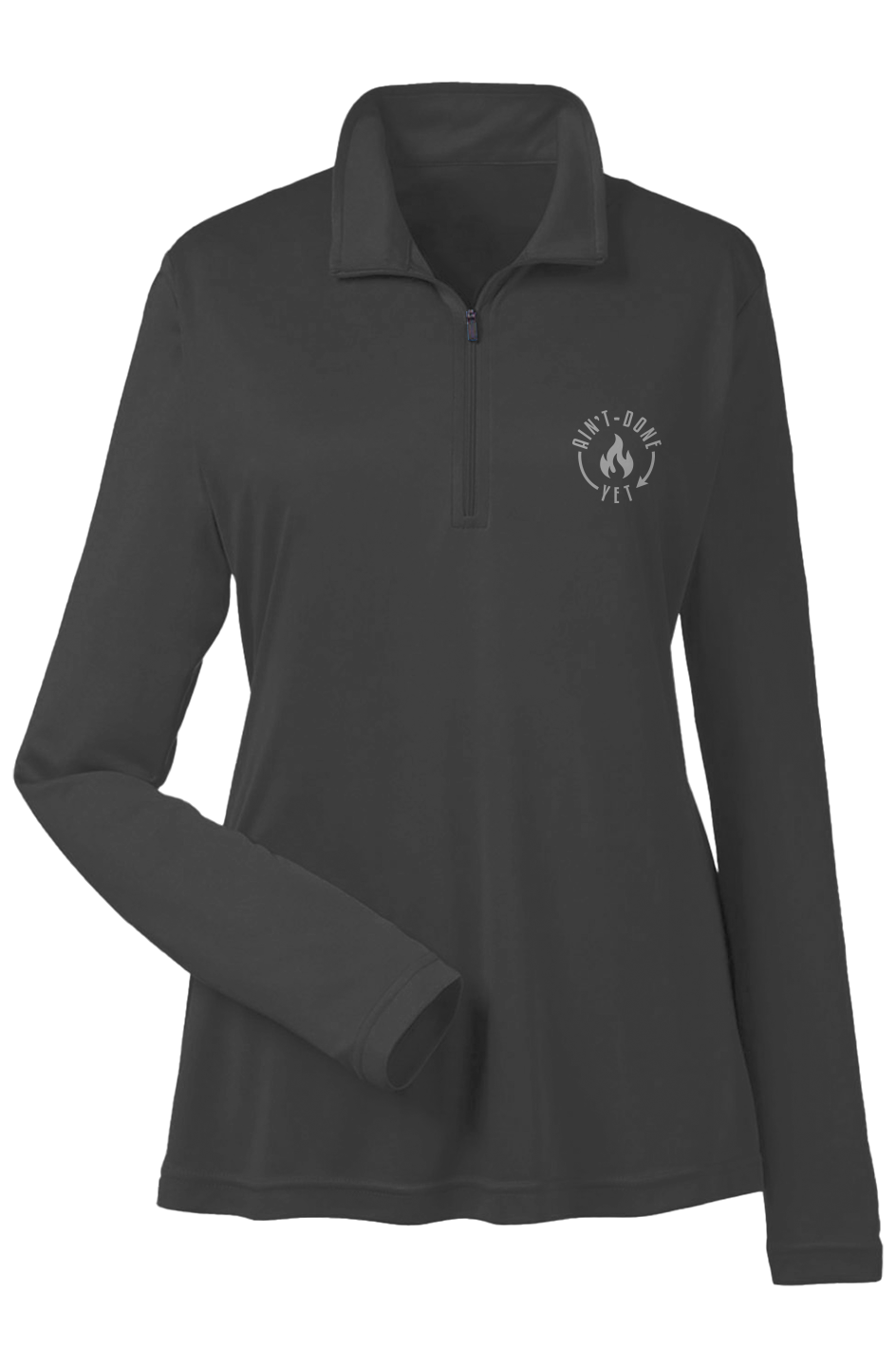 Women’s lightweight quarter zip with clean athletic fit and front zipper design
