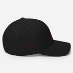 White Seams Flex Hat with raised baseball seam embroidery on front panels and ADY logo on back
