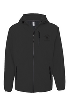 Heavy Hitter StormShell waterproof poly jacket front view, black, performance outerwear.