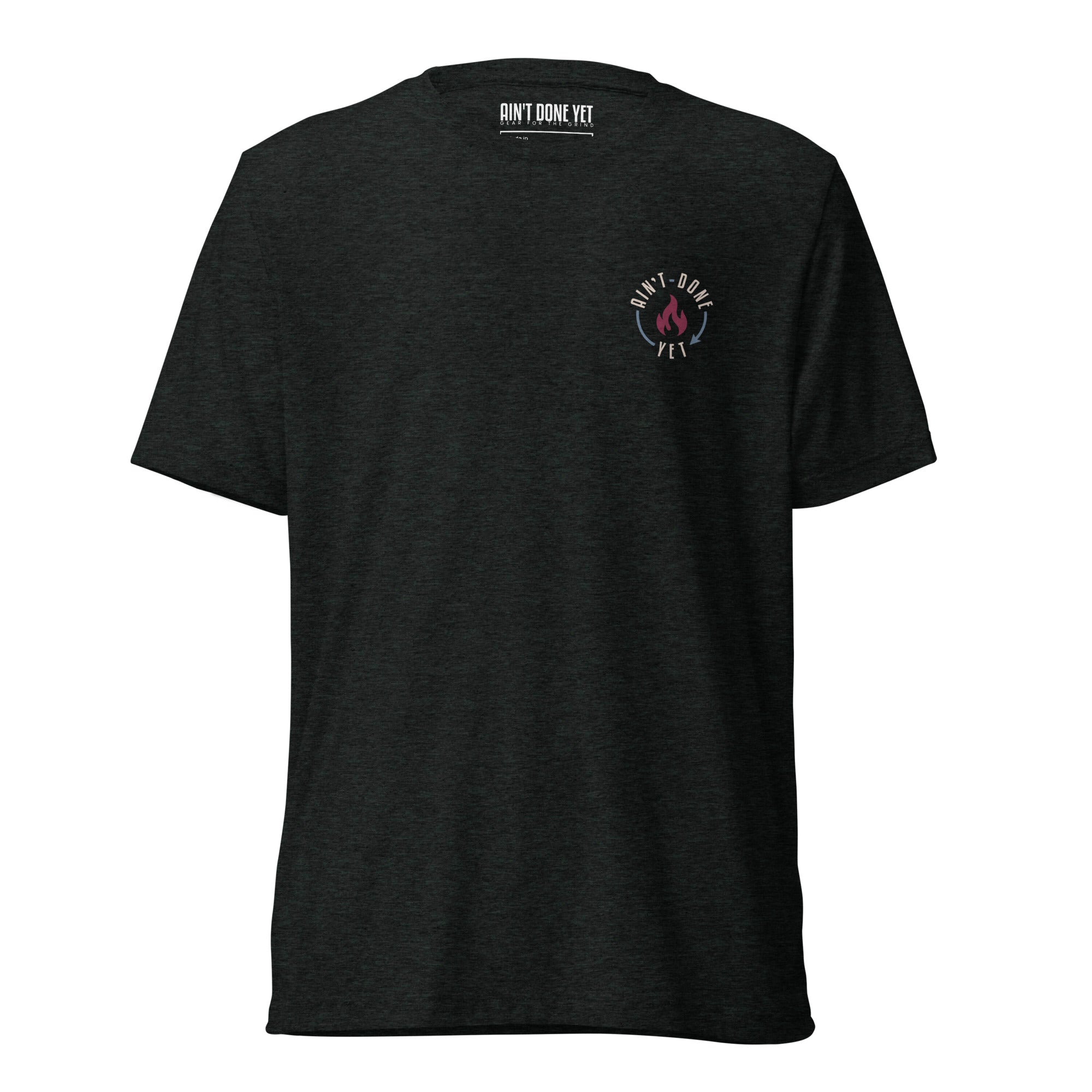 Black ADY motivational tee with “I Didn’t Come This Far To Only Come This Far” statement printed on the back.