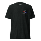 America 250 charcoal t-shirt featuring distressed 250 graphic integrated with the Ain't Done Yet logo in a clean patriotic design.