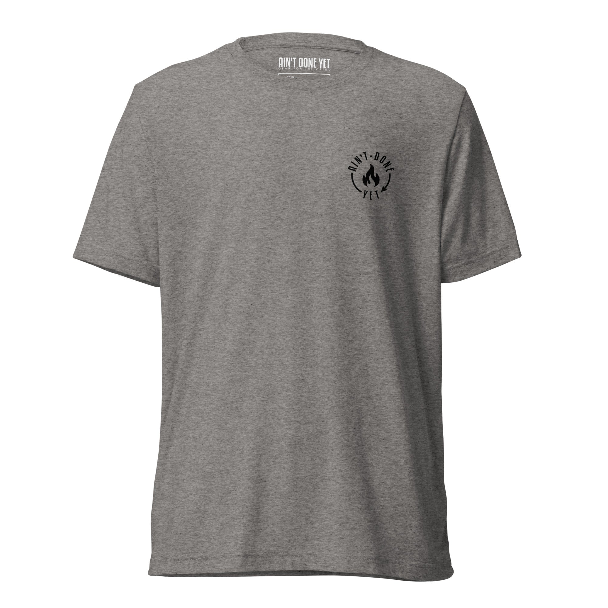 Black ADY motivational tee with “I Didn’t Come This Far To Only Come This Far” statement printed on the back.