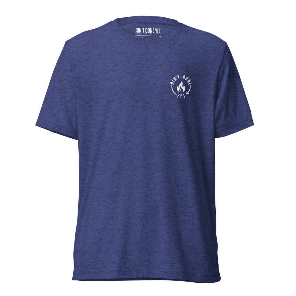 Black ADY motivational tee with “I Didn’t Come This Far To Only Come This Far” statement printed on the back.