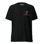 America 250 black t-shirt featuring distressed 250 graphic integrated with the Ain't Done Yet logo in a clean patriotic design.