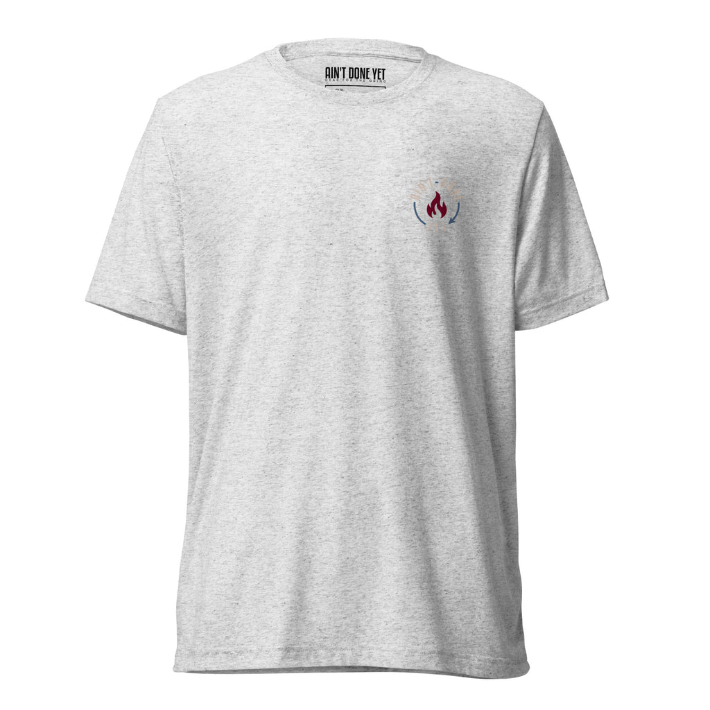 Black ADY motivational tee with “I Didn’t Come This Far To Only Come This Far” statement printed on the back.